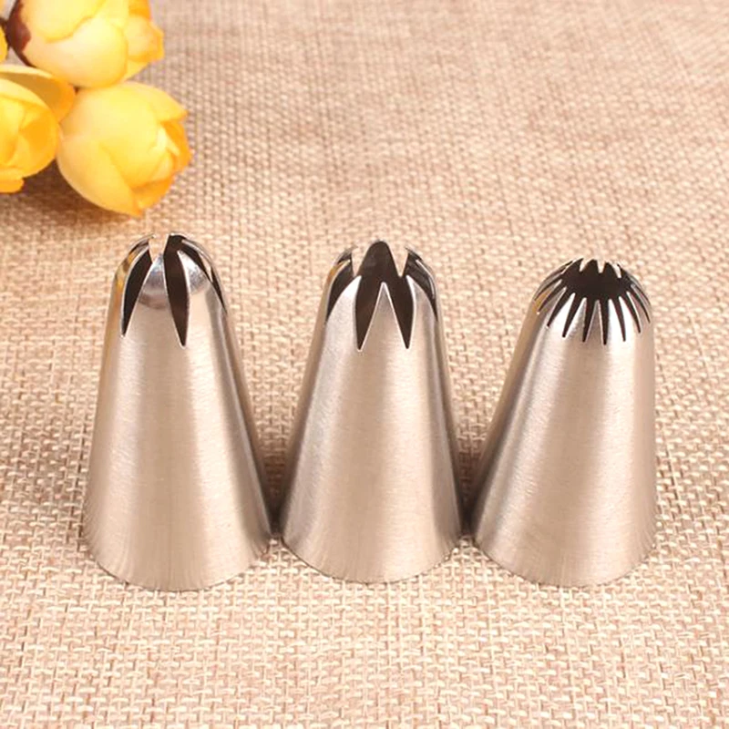

3Pc Stainless steel cream decoration mouth cream nozzle Baking tools Grass Cream Icing Nozzles Pastry Decorate
