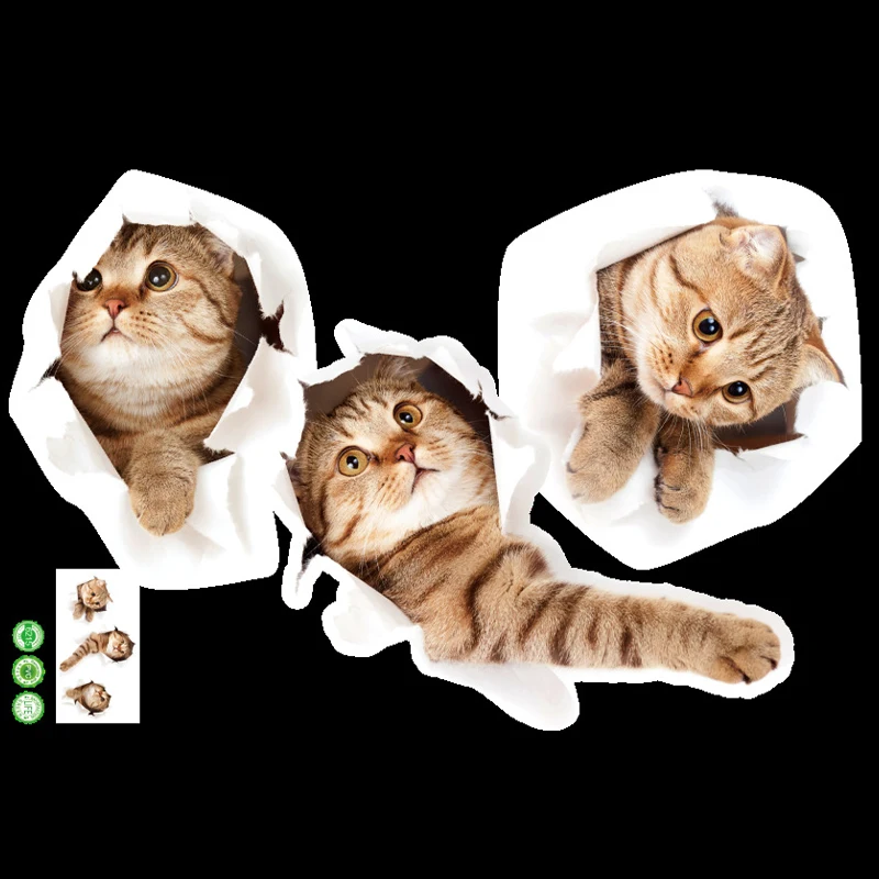 

3D simulation PVC cute bedroom animal children's room kitten wall stickers decoration living room pet shop stickers