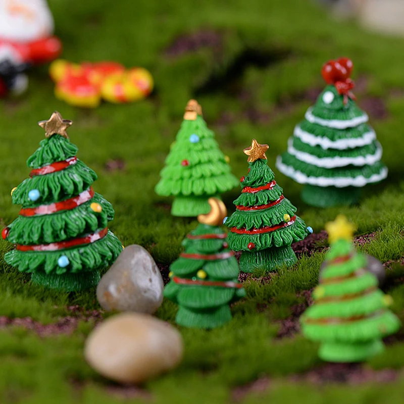 

1 шт. Рождественская поделка из смолы с микро-пейзажем, Рождественская елка темного и светильник цвета, украшение для рождественской елки