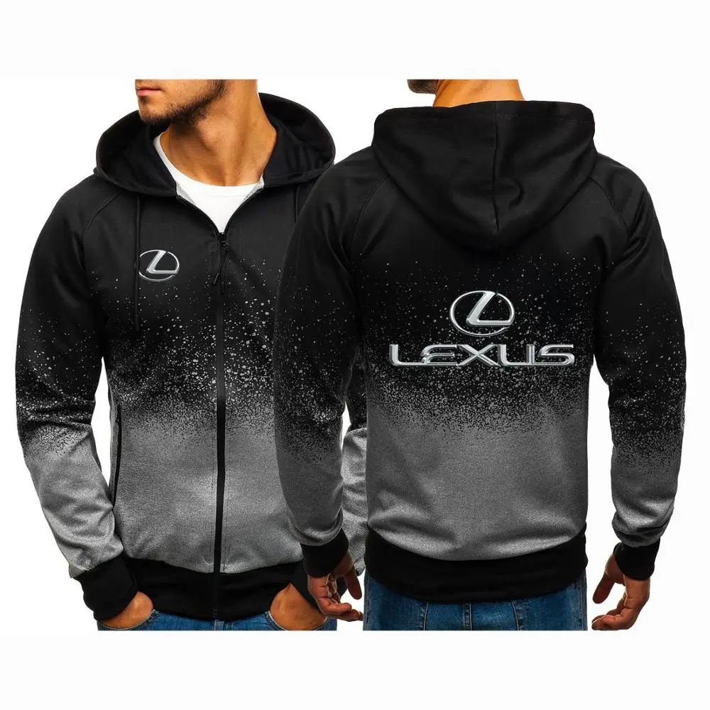 

NEW Unisex Lexus Spring Autumn Men's Print Hoodies Zipper jackets Man Sweatshirts Gradient Color Coats