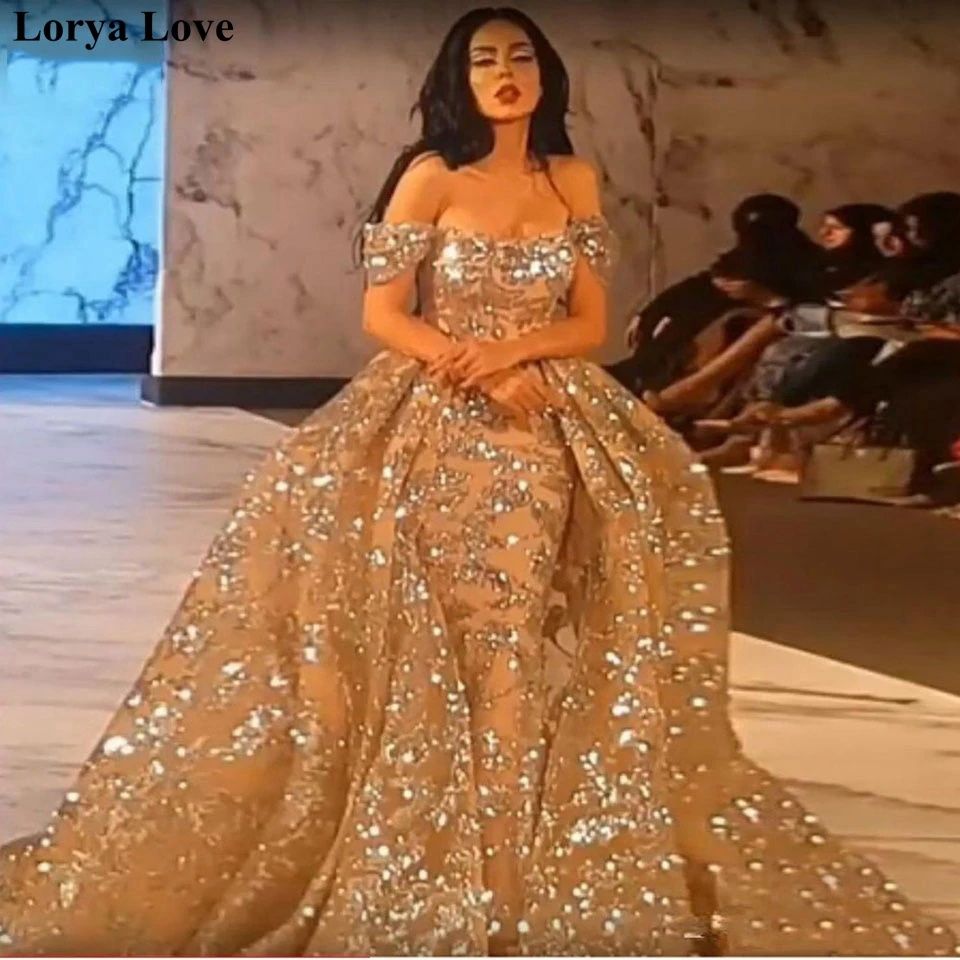 

Gold Sparkle Lace Mermaid Prom Dresses 2020 Women Formal Party Night Long Vestidos De Gala Evening Dress Elegant Sexy Prom Gowns