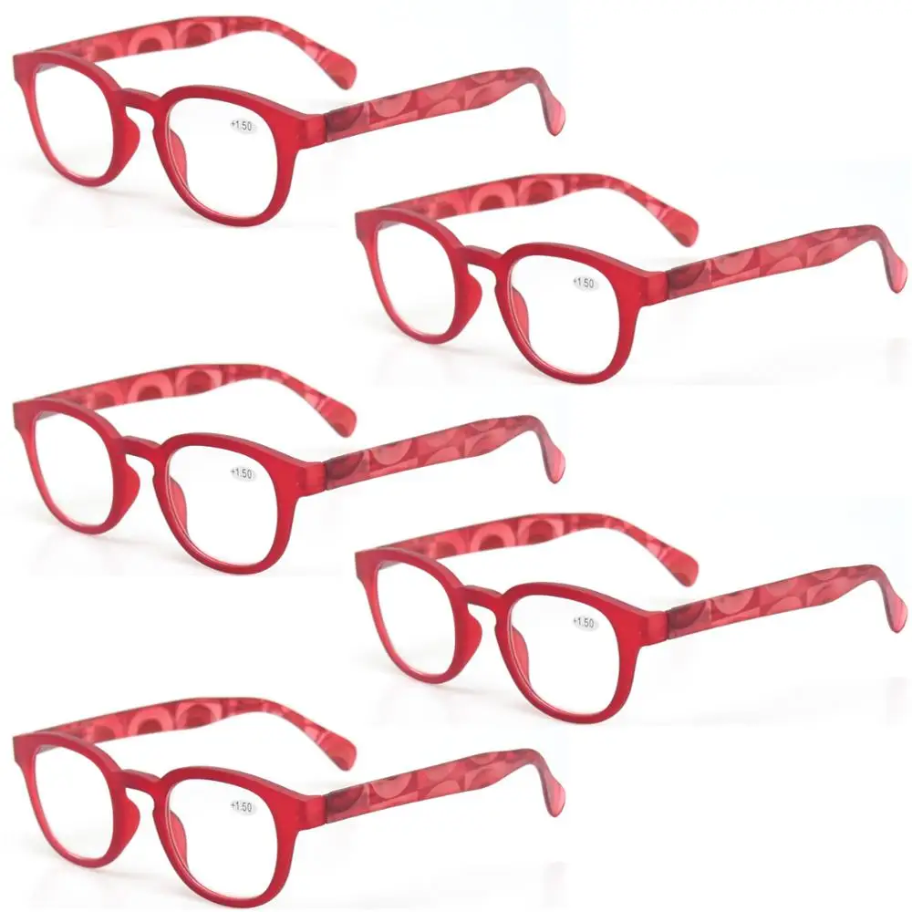 5 Pack Red С модным принтом, итальянский дизайн, очки для чтения, для обувь для мужчин и женщин пружинным шарниром овальная оправа для очков 1,0 1,5 2,0 2,5 3,0 4,0 - Цвет оправы: 5 Pack Red