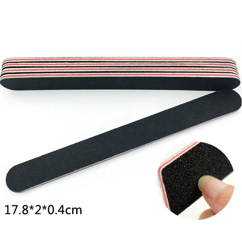 

2021 50pcs/5pcs/10pcs Nailfile Professional Nail Buffer Black Sandpaper Strong Straight Lime Angle 100/180 Buffing Sanding Files