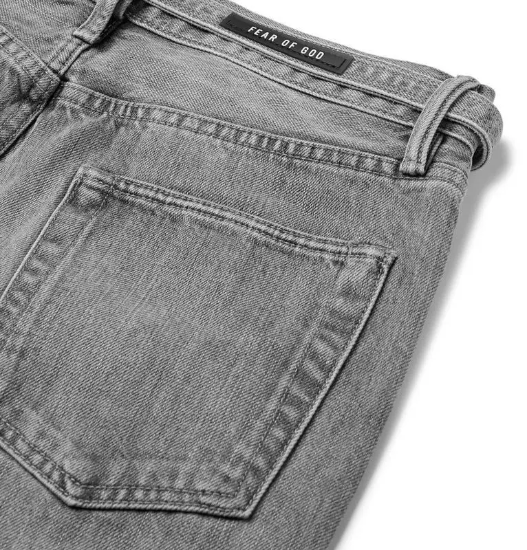 High Quality 4 Season  Dark Gray Color Ripped Side Zipper Ribbon Washed Jeans MEN Fashion