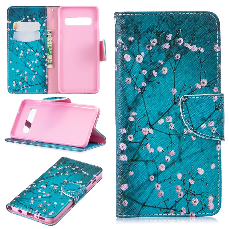 Wallet Phone Case For Samsung Galaxy S 8Plus 9Plus S10 Plus E Cover Flower Tree Cute Cartoon S8 S9 | Мобильные телефоны и