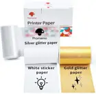 3 рулона бумаги для термопринтера Phomemo, белыйзолотой блестящийСеребряный Блестящий стикер для портативного самоклеящегося принтера M02M02 Pro