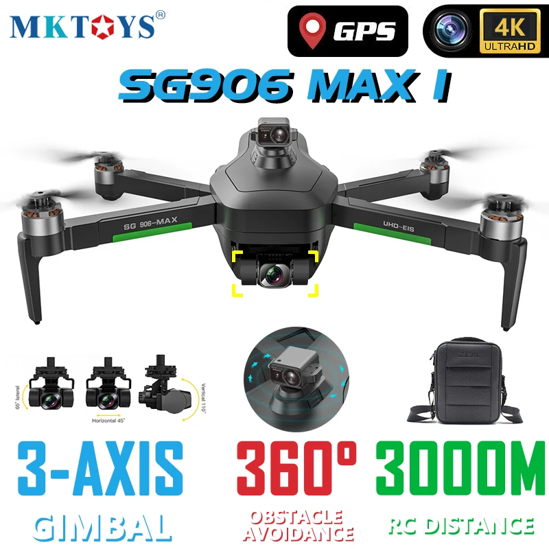 

MKTOYS GPS DRONE SG906 MAX1 BEAST 3+ Professional Drone 4K Camera 3-Axis Gimbal 360° Obstacle Avoidance FPV Brushless Quadcopter