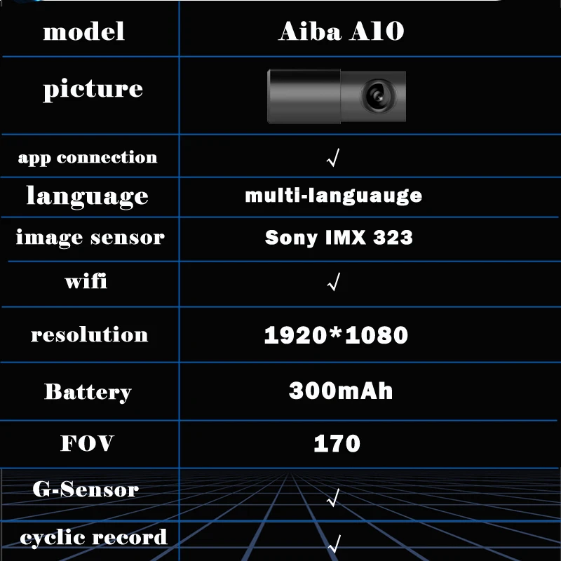 Aaba A10 Full HD 1080P видеорегистратор автомобильная камера оригинальное приложение