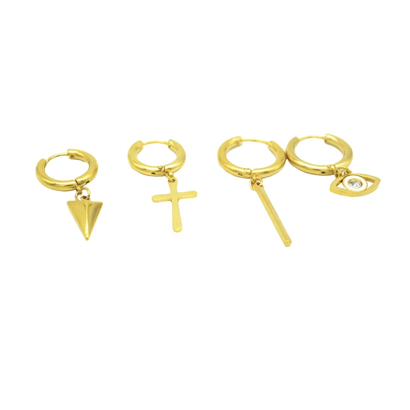 

Hoop Earring Dangle Stainless Steel Ear Stud For Men Women Punk Black Piercing Jewelry Gift Gold Color 2.5mm