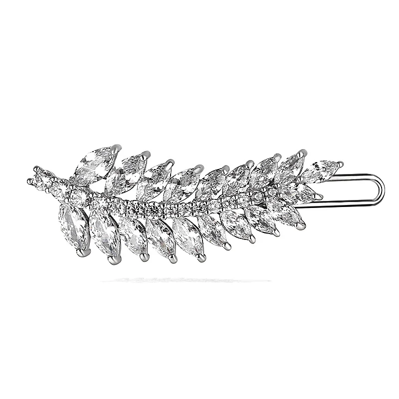 

AAA Cubic Zirconia Leaf Hair Clips for Women Fashion Barrette Joyeria Bridal Wedding Accessories F00002