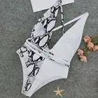 Цельный купальник со змеиным принтом, пляжная одежда с глубоким V-образным вырезом, женский купальник, бандажный Регулируемый купальник, сексуальный купальник, летний купальный костюм