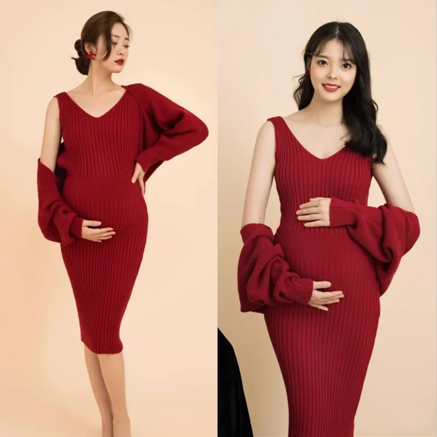 

Maternity Dress & Robe Set For Pregnant Women Spaghetti Stretchy Maternity Photography Dresses For Pregnancy Photo Shoot 2021
