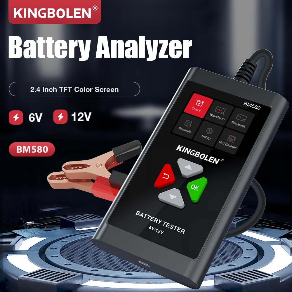 Тестер батареи er автомобильные инструменты для тестирования KINGBOLEN BM580 Автомобиль Мотоцикл здоровье тест ing реверсивный зажим доступа вольтметр KW650 - изображение