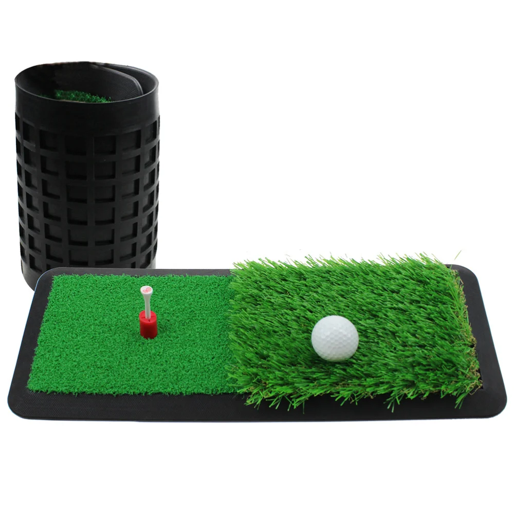 

1 Set 46x20cm Hitting Mat Dual Color Long Short Training Pad Chipping Practice Training Mat with a White Spike for Indoor