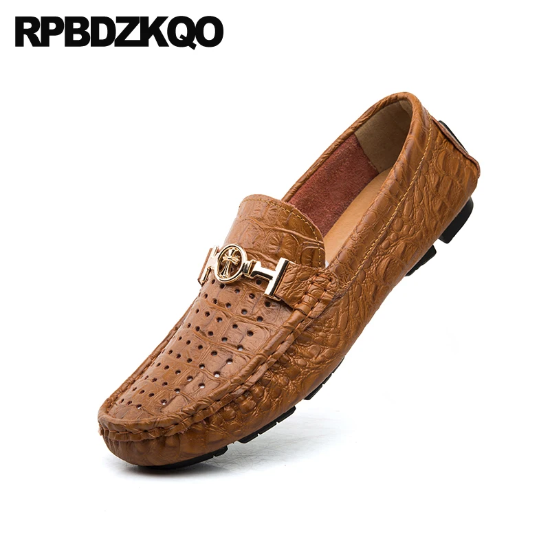 48 Alligator Loafers 47 Green Metal Python Leather Breathable Hollow Out Shoes Men Driving Spring Large Size 11 Crocodile Blue | Обувь
