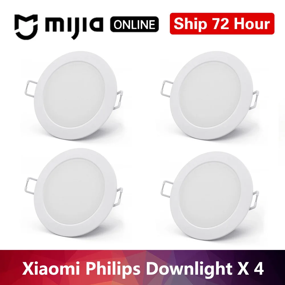 Xiaomi Philips Zhirui светильник Интеллектуальный светильник пульт дистанционного управления белый и теплый светильник 200lm 3000-5700k Регулируемая Цветовая температура - Комплект: Downlight 4PCS