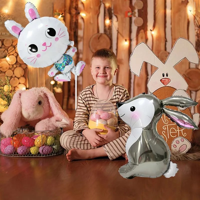 2 шт. Новые Пасхальные шары в виде белого кролика из алюминиевой пленки животных