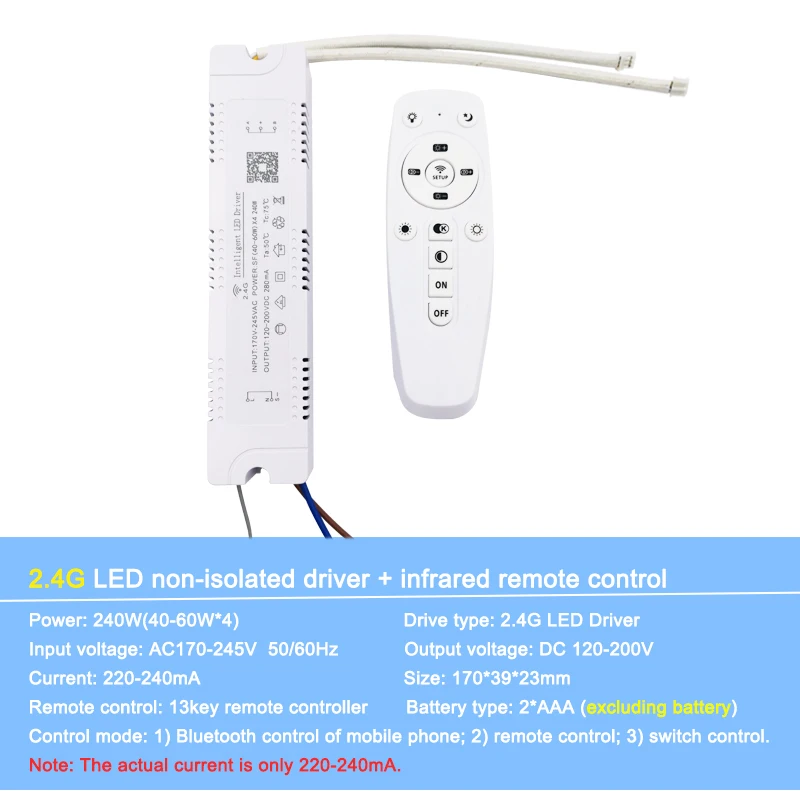 g 40-60Wx4 2.4G 12-24Wx2 светодиодный пластиковый Драйвер безопасности, AC165-265V-привод, трансформатор питания с инфракрасным пультом дистанционного управления, светодиодный - Цвет: g 40-60Wx4 2.4G