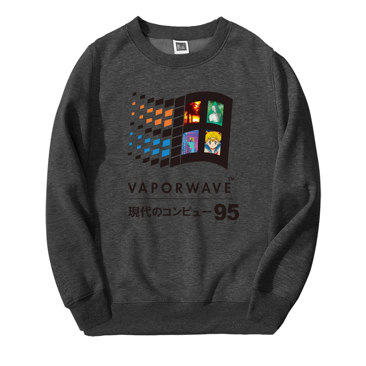 Весна Зима Vaporwave винтажный Ретро японский аниме эстетический мужской свитер толстовки хип хоп Уличная Повседневная спортивная одежда
