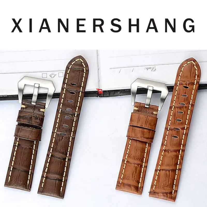 

New Cowhide Watchbands Genuine Leather Belt Custom Luxury Watch Band Steel Pin Buckle 22MM 24MM 26MM Universal Handmade Strap 20