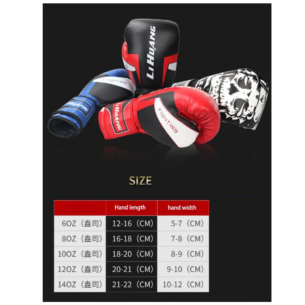 6-12oz Professional Boxing Gloves men pu MuayThai Gloves MMA Training Equipments training gloves for boxing guantes de boxeo