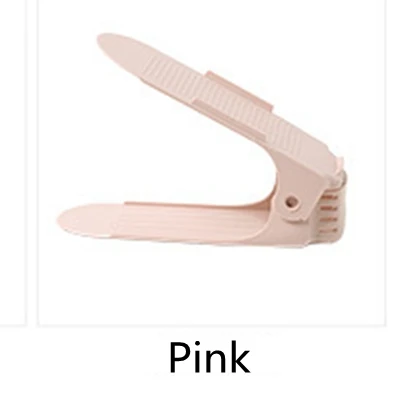 Pink Карамельный цвет пластиковый стеллаж хранение обуви Регулируемая прочная полка для обуви Органайзер двухслойная подставка держатель для обуви для гостиной - Цвет: Pink