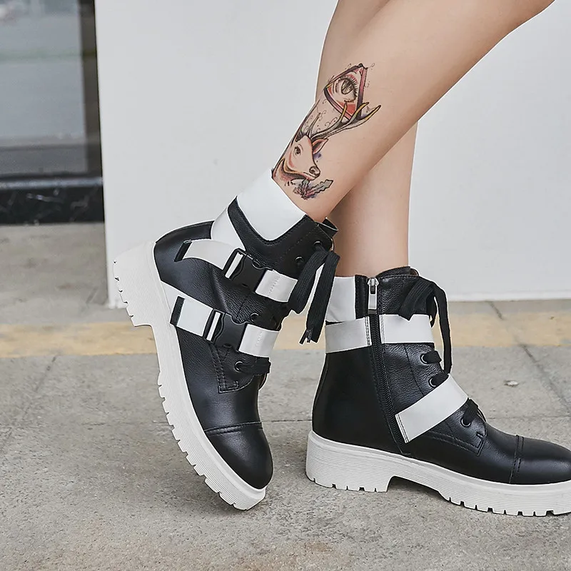 Женские ботильоны из натуральной кожи с круглым носком разные цвета|Женские