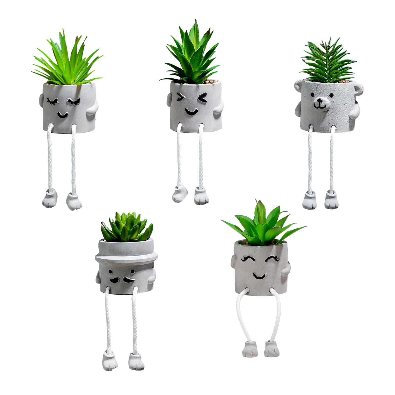 

Simulation Of Succulent Small Potted Plants Creative Office Desktop Hanging Feet Dolls Fake Green Plants Decorative Ornaments