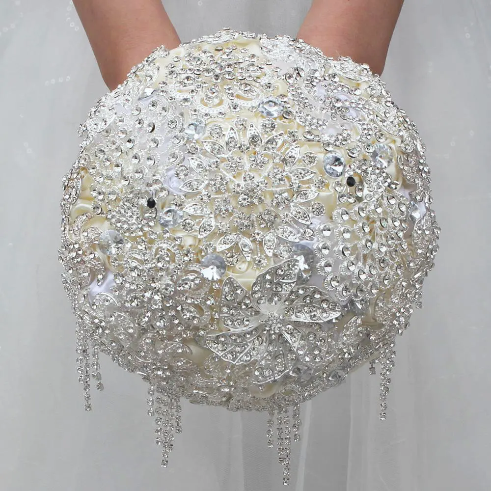 

WifeLai-A великолепный Полный алмаз разы Свадебные цветы роскошный букет ручной работы лента цветок свадебные букеты W099M