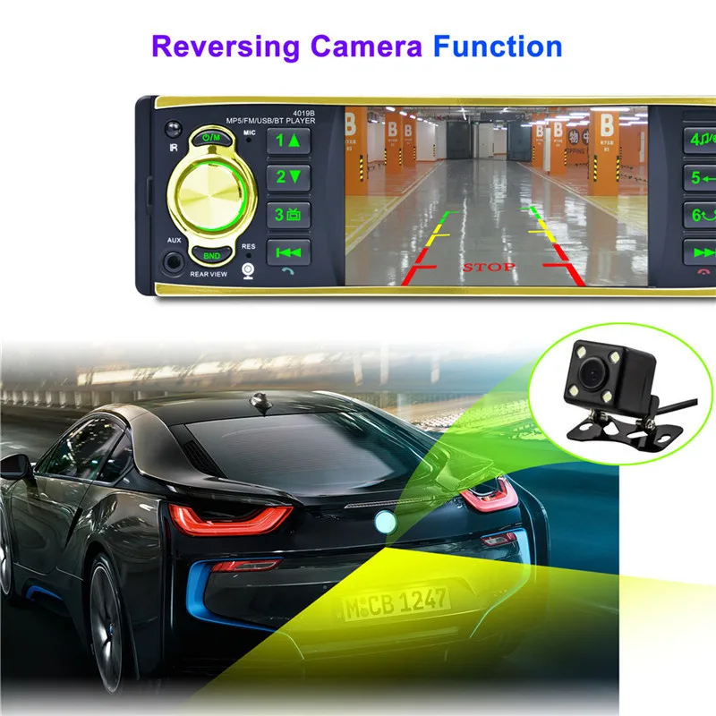 4 1 дюйма HD автомагнитола Зеркало Ссылка Дин Радио магнитола Bluetooth MP3 плеер