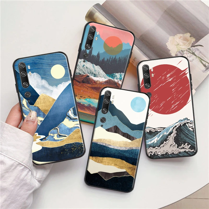 

Hand Painted Sun Phone Case For Xiaomi CC9 CC9e 10S 10 Pro Lite 11 11 Lite Pro Ultra Funda Cases Coque Soft TPU Back Cover