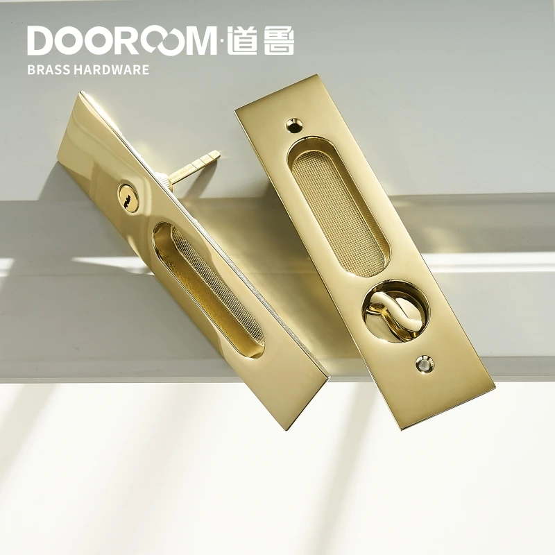 Латунный Замок для раздвижной двери Dooroom набор ручек из золотистого ПВД