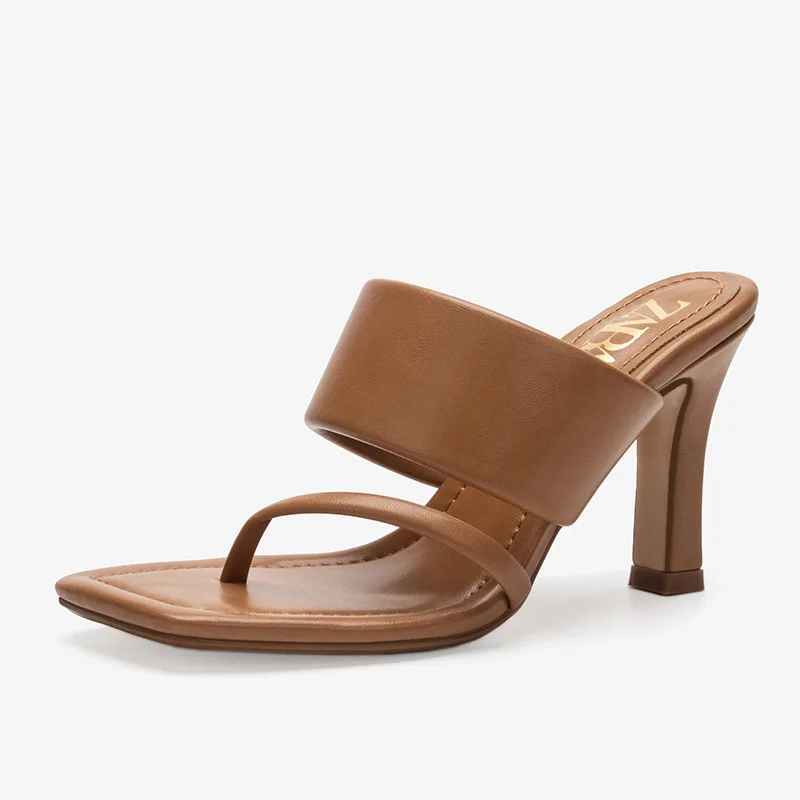 

new sandals women's striped strap clip foot nude high heel leather sandals women's shoes