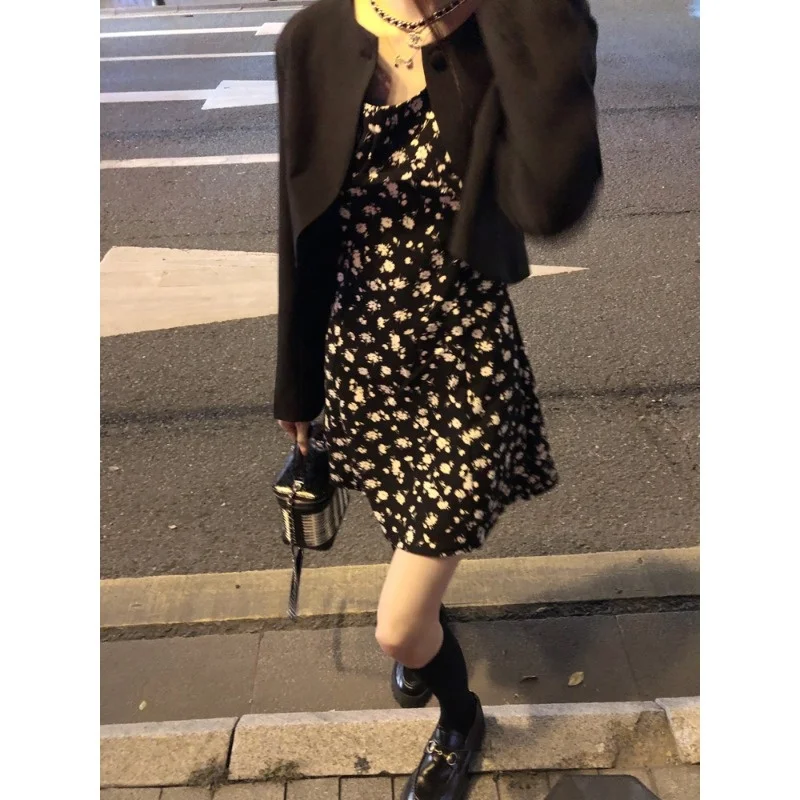 Модный Шикарный ретро-костюм в гонконгском стиле женский короткий костюм на