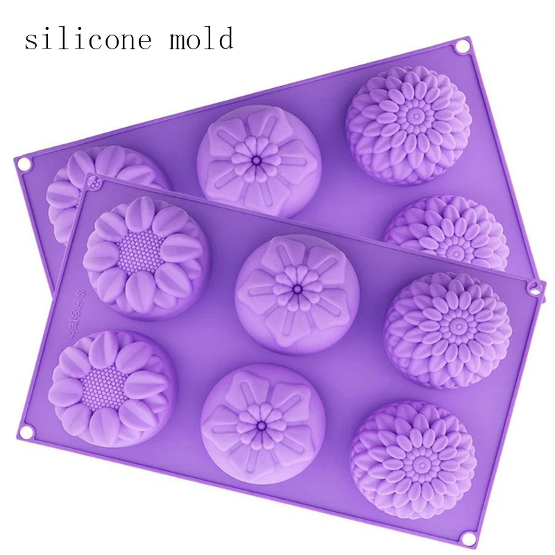 

6-Hole Fashion Silicone Soap Mold Flower Pattern Rectangular Handmade Soap Making DIY Mould Accessory 1PCS