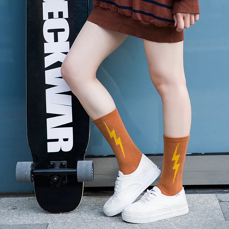REFJJ женские унисекс Зимние чулки молния скейтборд носки хлопок Harajuku для HipHop Sox шик