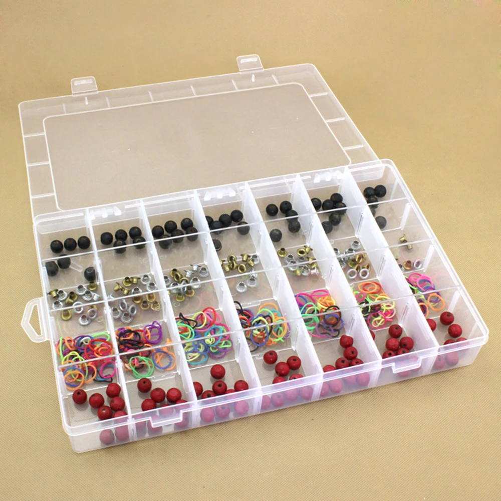 28 Slots Nail Art Storage Box Plastic Transparent Display Pill Case Organizer Holder For Rhinestone Bead Ring Earring | Дом и сад