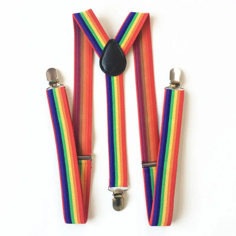 

Модный галстук-бабочка, комплект зажимов, сменные ремешки для брюк и комбинезонов в радужную полоску, для взрослых, унисекс, Q1QA