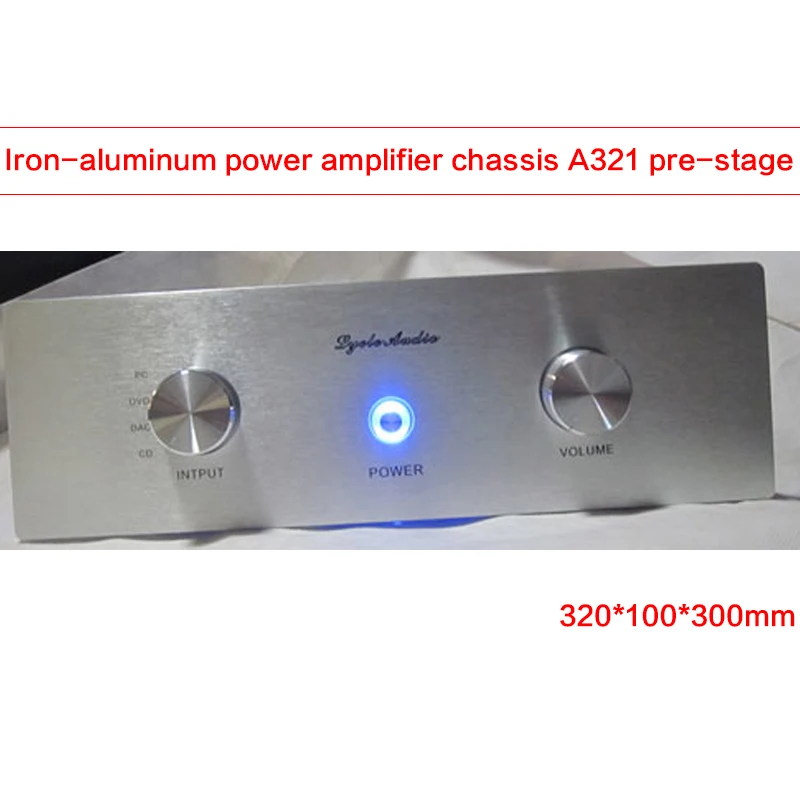 

320*100*300mm Iron-aluminum Power Amplifier Chassis A321 Pre-stage Case Practical Shell DIY Audio Power Supply Box with Knob
