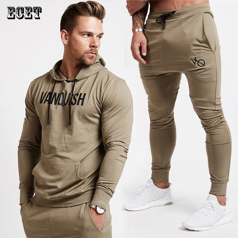 

Spring and autumn new streetwear men's printed pullover hoodie with embroidery men's trousers fashion casual fitness cotton suit