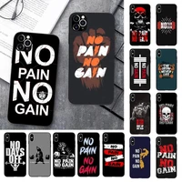 no pain no gain gym fitness phone case for iphone 13 11 12 pro xs max 8 7 6 6s plus x 5 5s se 2020 xr case