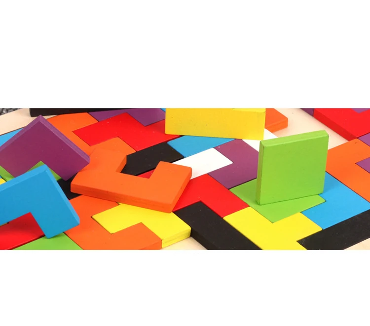 

JINLETONG Wooden Blocks Puzzle Brain Teasers Toy Tangram Jigsaw 3D Russian Blocks Game Montessori Educational Gift for Kids