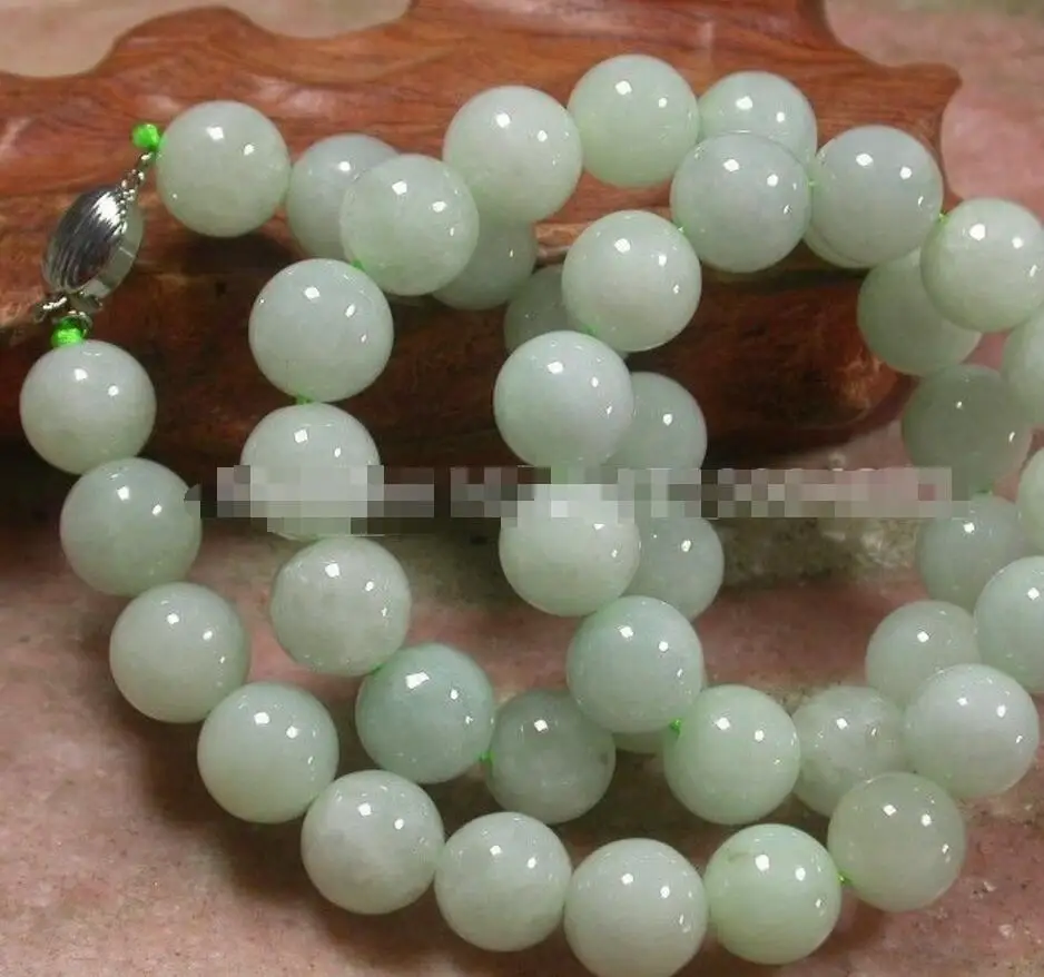 Бесплатная доставка светло-зеленые бусины из 100% натурального нефрита ожерелье 22