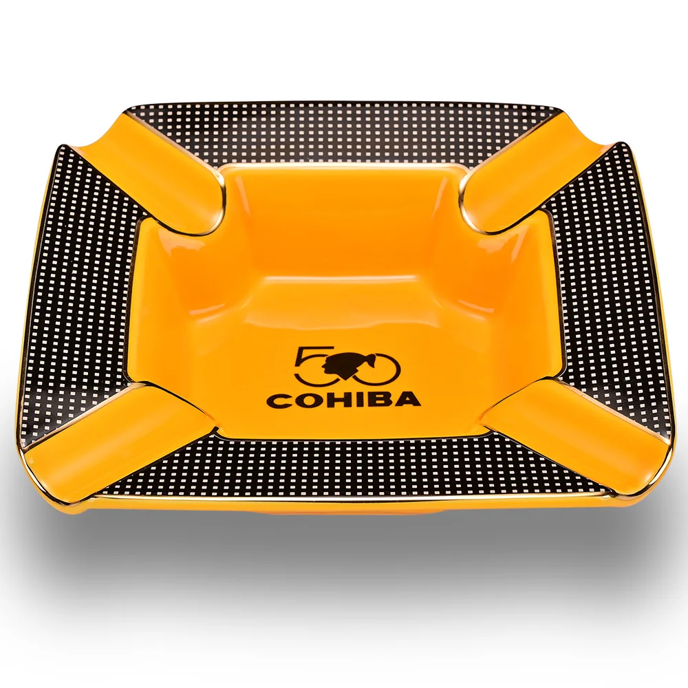 

Пепельница для сигар Cohiba, 4 слота, керамическая пепельница для сигар, роскошная портативная дорожная пепельница большого диаметра с коробко...