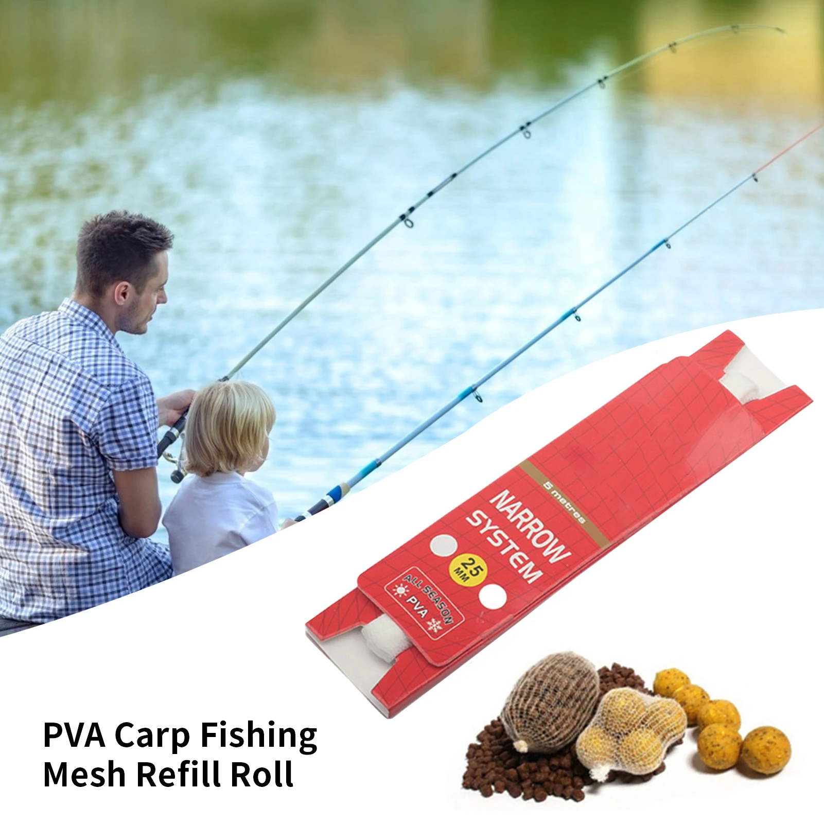 

25mm*5m PVA Carp Fishing Mesh Refill Roll Rig Hook Bait Bags Durable Fishing Net Bag For Fishing Tool