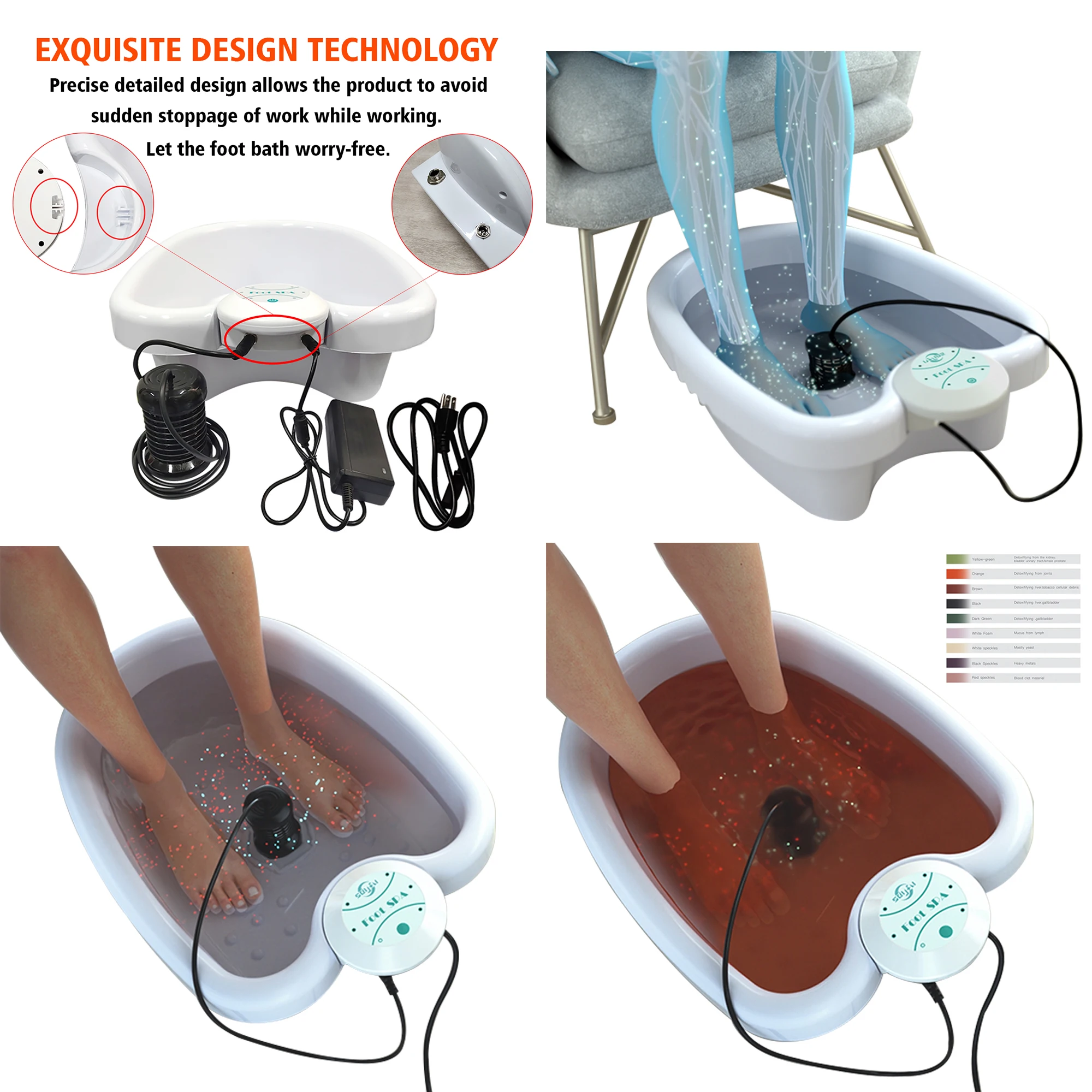 Гидромассажная Ванна для ног детоксикации машины ионной массажер массаж тела