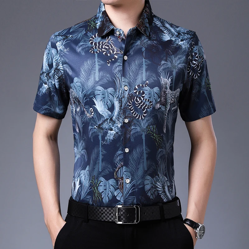 Новые летние мужские рубашки с цветочным принтом 2020 повседневные коротким