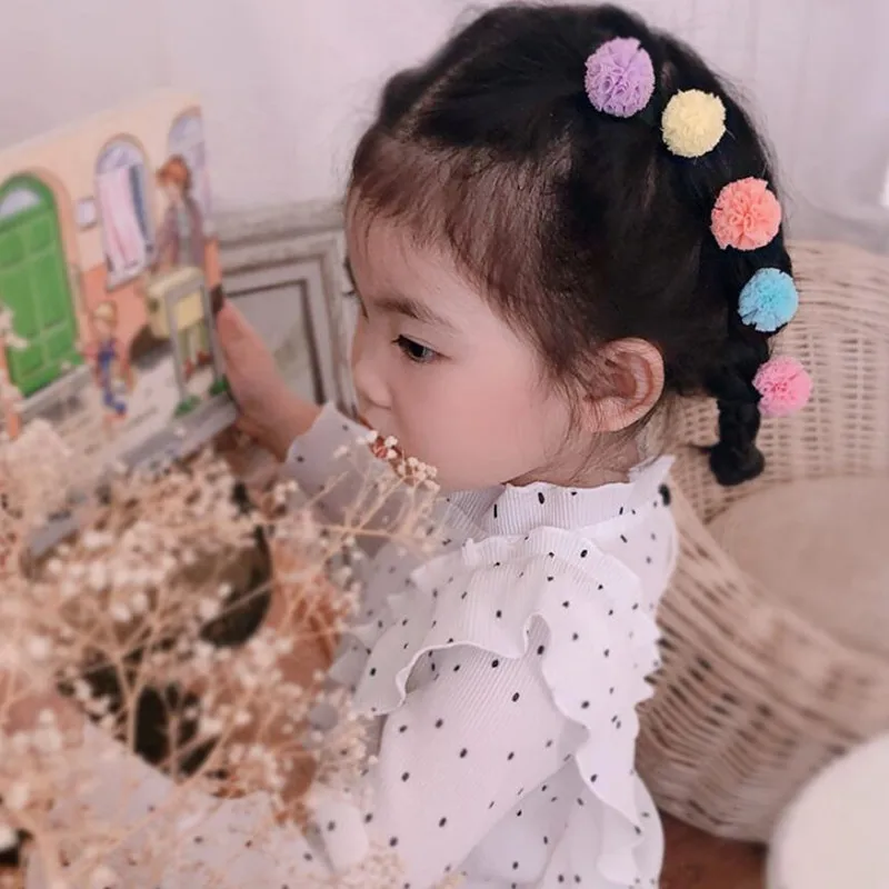 12 шт./компл. заколки для волос из пряжи с шариками девочек красочные в форме капли