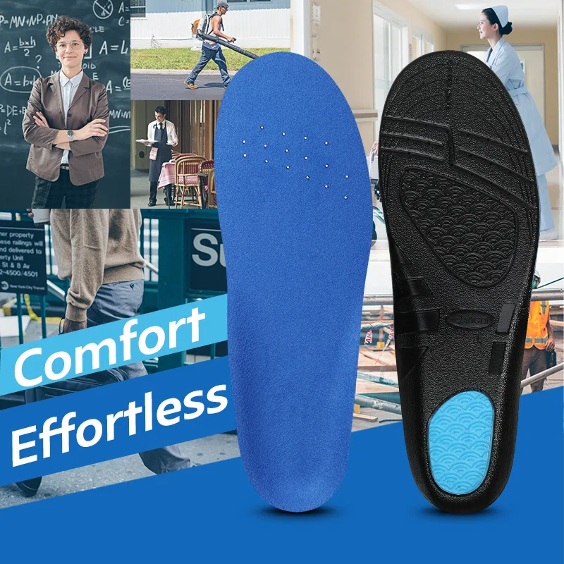 3ANGNI PU Foam Orthopedic Insoles Gel Pads Relief Heel Fascitis Plantar Arch Support For Workers Long Time Standing Shoe Sole