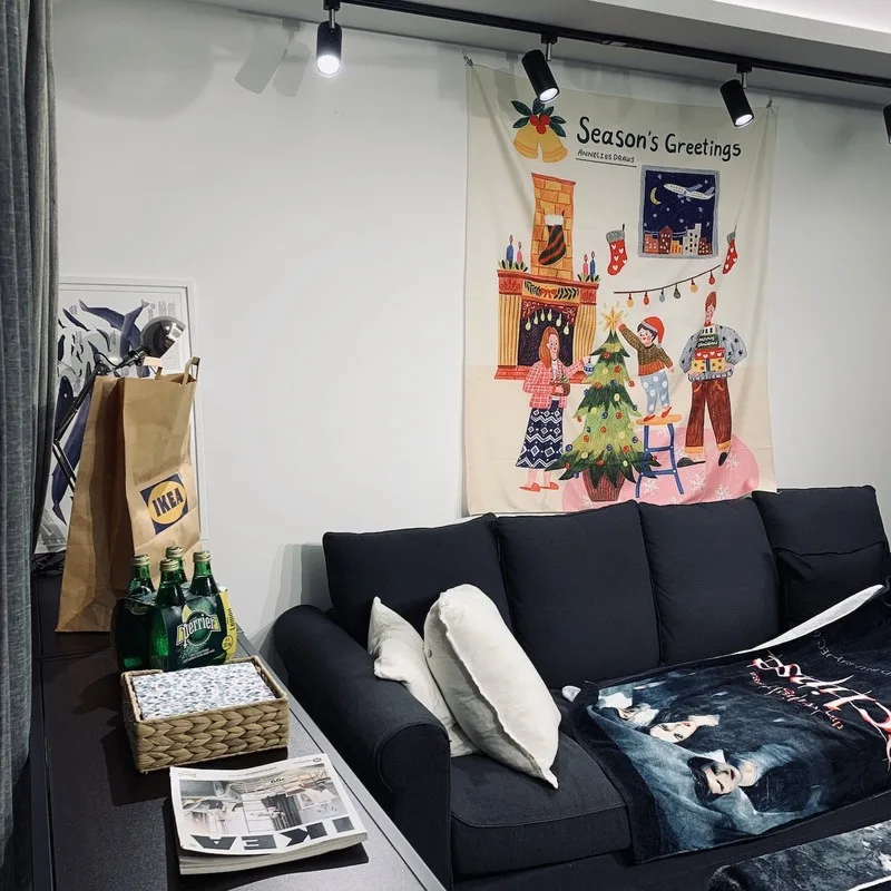 Аниме иллюстрация Рождество гобелен семья Празднование Нового года настенный